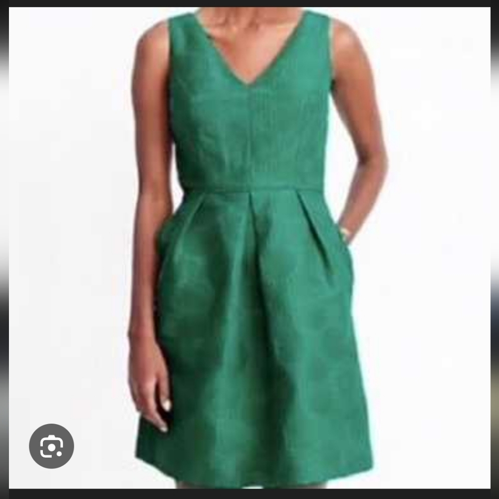 J. Crew Emerald Green Sleeveless Fit-and-Flare Dress